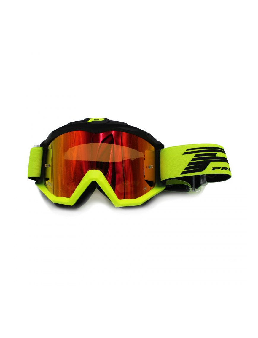 Óculos PROGRIP 3201FL-194 Preto e Amarelo Fluorescente + Lente Espelhada Laranja