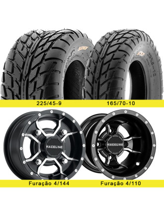 4 llantas RACELINE (144 / 110) con nemáticos  SUNF A021