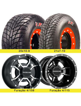 Pack 4 llantas RACELINE (156 / 115) con neumáticos BPR P354
