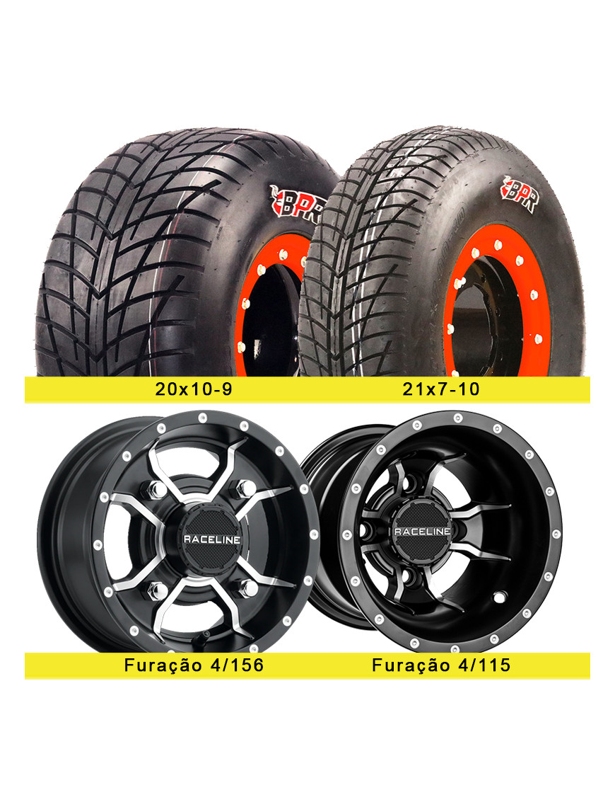 Pack 4 jantes RACELINE (156 / 115) com pneus BPR P354