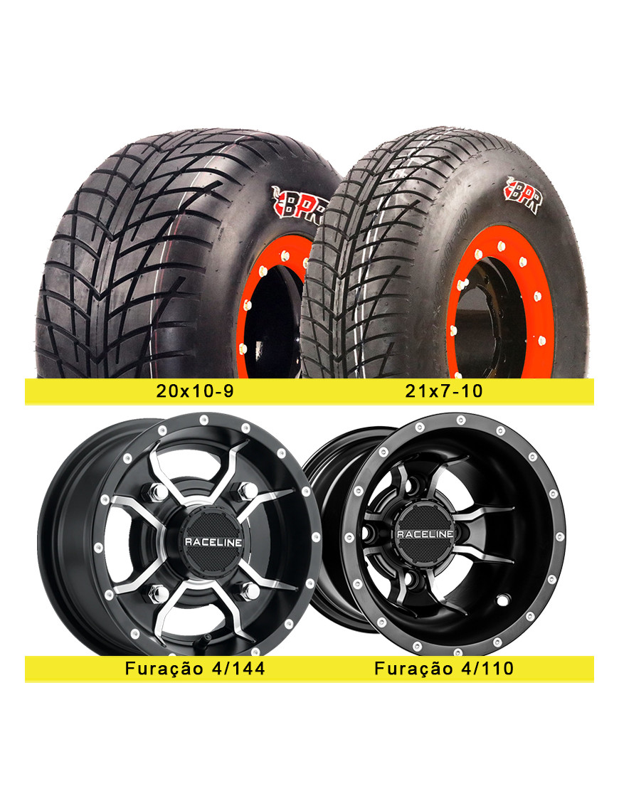 4 jantes RACELINE (144 / 110) com pneus BPR P354